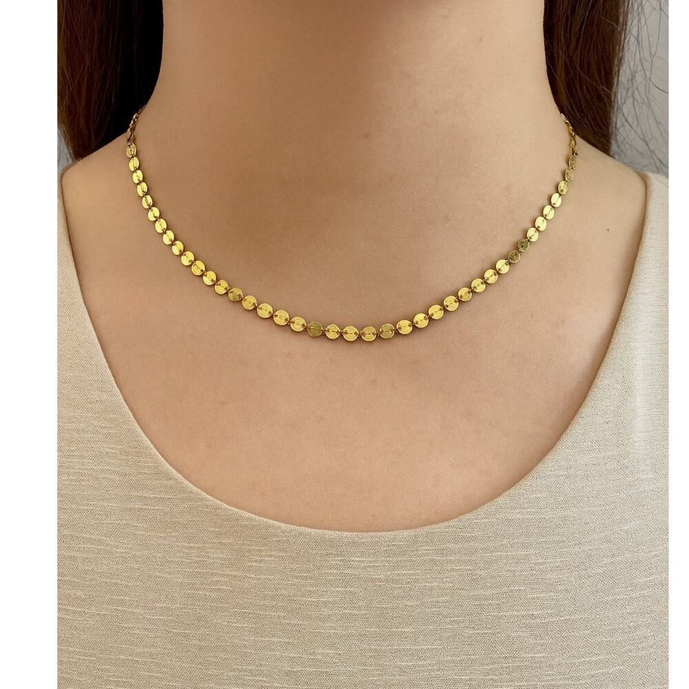 P. Lux Italy 925 Sterling Gold-Plated Necklace Disc Chain Satellite Bead - EUC